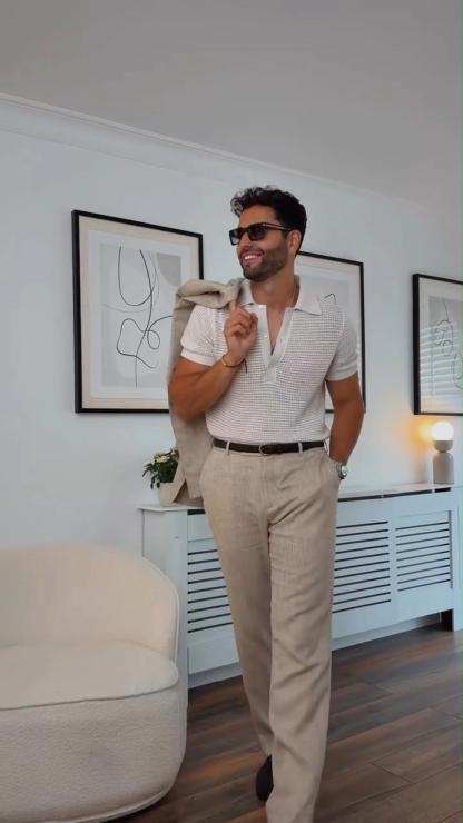 Large Size Knitted Short Sleeve Men's Honeycomb Hollow POLO Shirt Lapel Business T-shirt