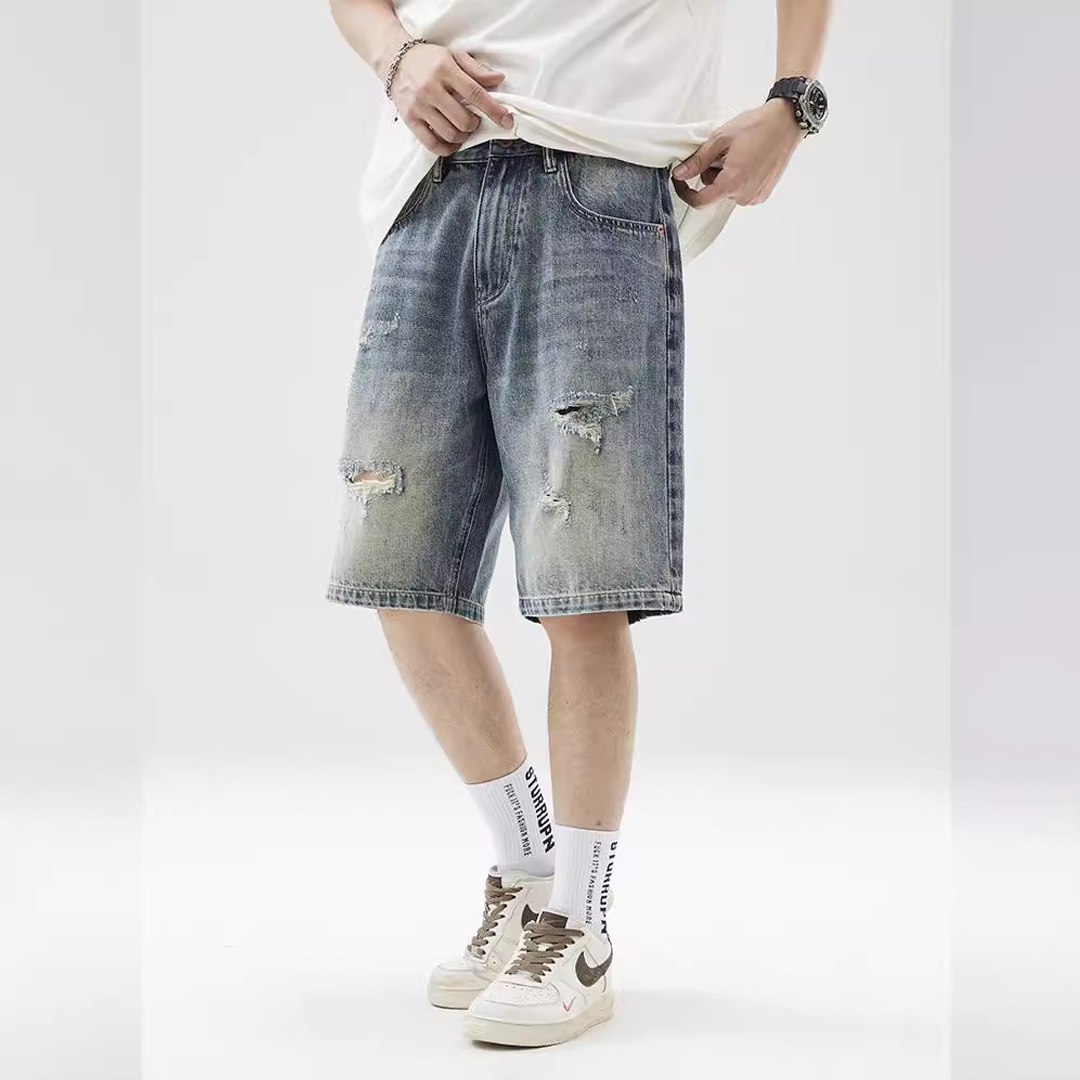 Men's Summer Ripped Denim Shorts