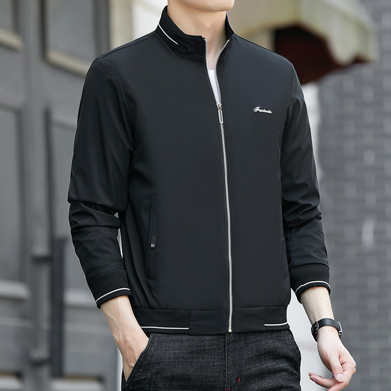 Men's Stand Collar Windproof Lightweight Jacket - Outdoor Casual Coat,Water-Resistant Travel Windbreaker