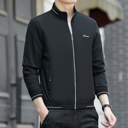 Men's Stand Collar Windproof Lightweight Jacket - Outdoor Casual Coat,Water-Resistant Travel Windbreaker