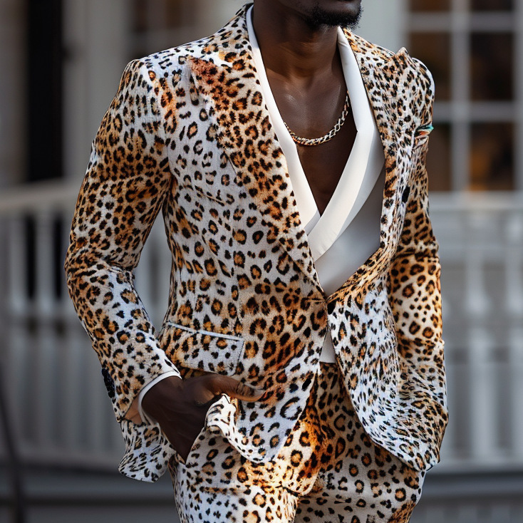 Men's Animal Print Fit Suit Set