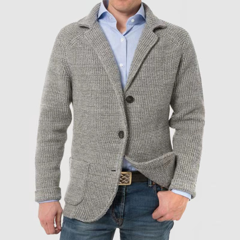 Men's Stand Collar Knit Blazer Jacket