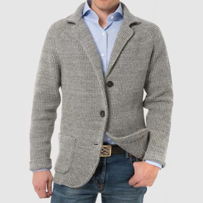 Men's Stand Collar Knit Blazer Jacket