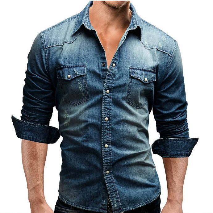 Men's Vintage Washed Denim Shirt