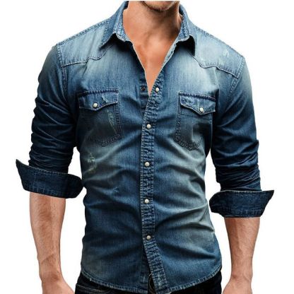 Men's Vintage Washed Denim Shirt