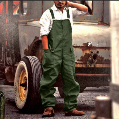 Men's American Vintage Workwear Bib Overalls，Durable Canvas Overalls，Vintage Carpenter Style