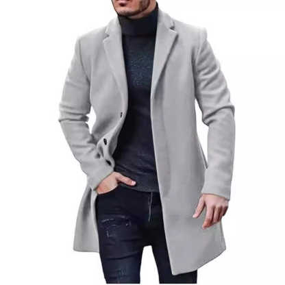 Men's Windbreaker Slim Fit  Single Breasted Top Winter Warm Cotton Business Long Jacket Coat