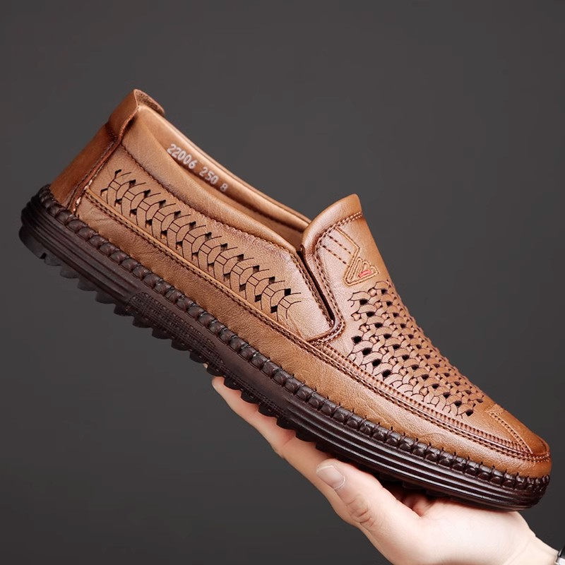 Men's Perforated Genuine Leather Casual Sandals