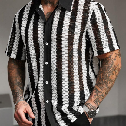 Men's Striped Short Sleeve Knitted Shirt