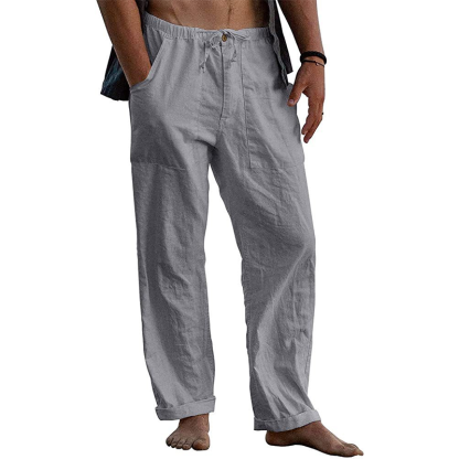 Men's Casual Solid Color Cotton Linen Pants