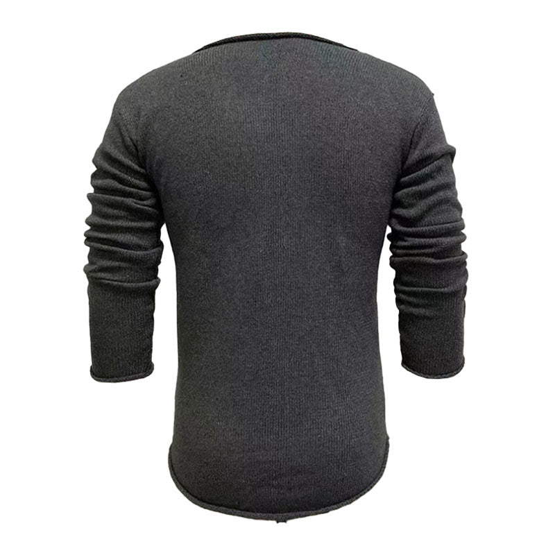 Men's Casual V Neck Long Sleeve Knitted Sweater