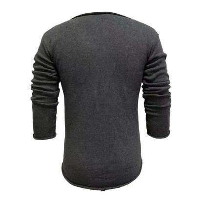Men's Casual V Neck Long Sleeve Knitted Sweater