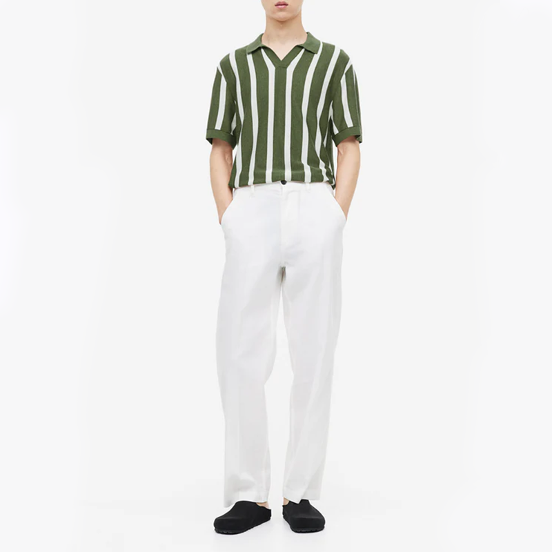 Men's Summer Green Stripes Polo Shirt 