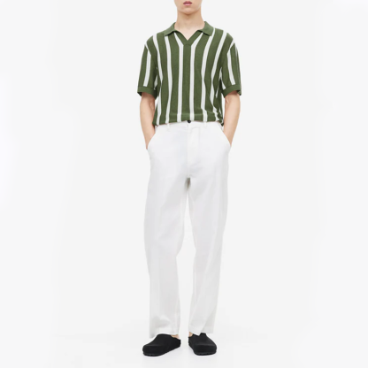 Men's Summer Green Stripes Polo Shirt 