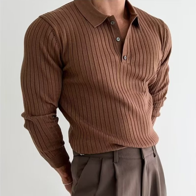 Men's Casual Polo Shirt - Classic Brown For Summer & Golf