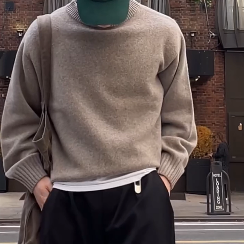 Men's Autumn and Winter Pullover Crew Neck Sweater, Classic Ribbed Men's Casual Sweater, Soft & Comfortable, Men's Knitted Pullover