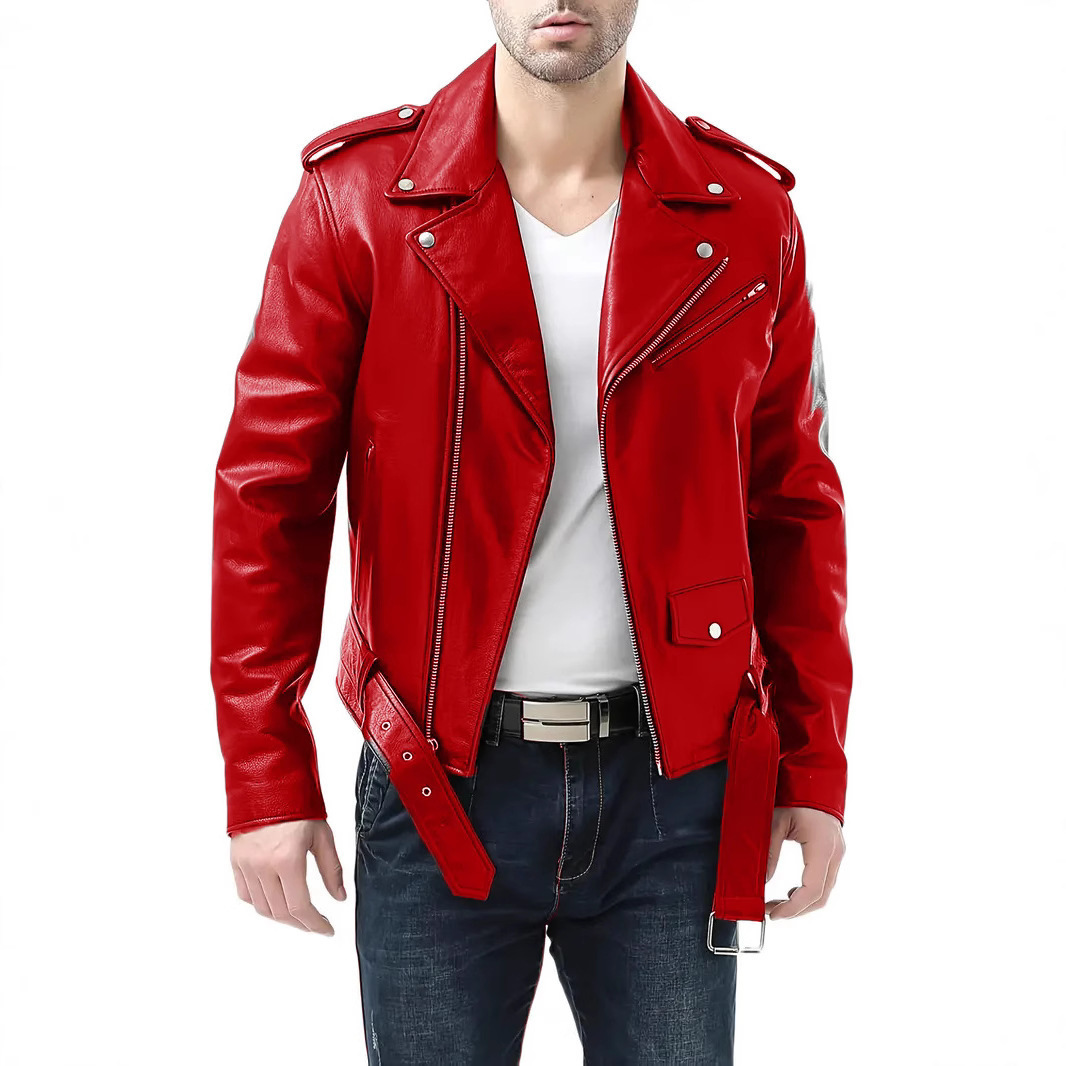 Men’s Motorcycle PU Leather Jacket – Casual Streetwear Outerwear for Everyday Style