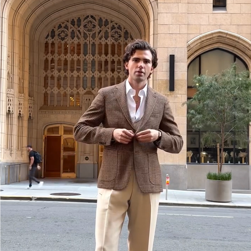 Men's Heavyweight Wool Blend Tweed Blazer, Winter Vintage Checkered Overshirt, Warm Jacket