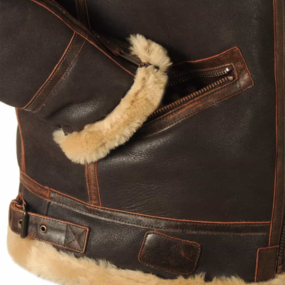 Autumn and winter brown lapel zipper pocket zipper fit trendy casual leather jacket