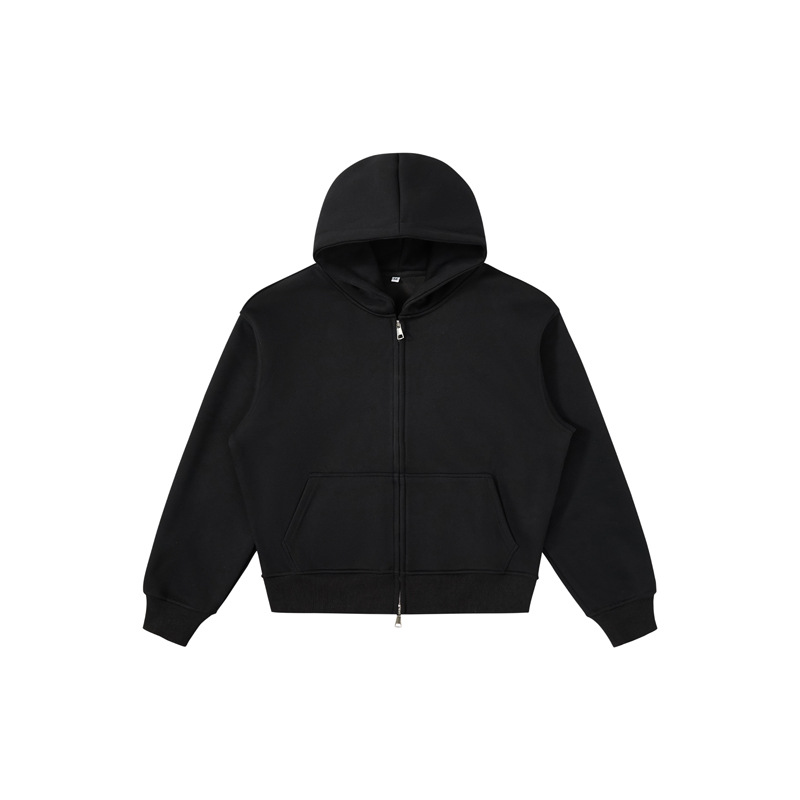 Loose Cropped Unisex Zip-Up Hoodie｜Minimalist Oversized Streetwear Sweatshirt