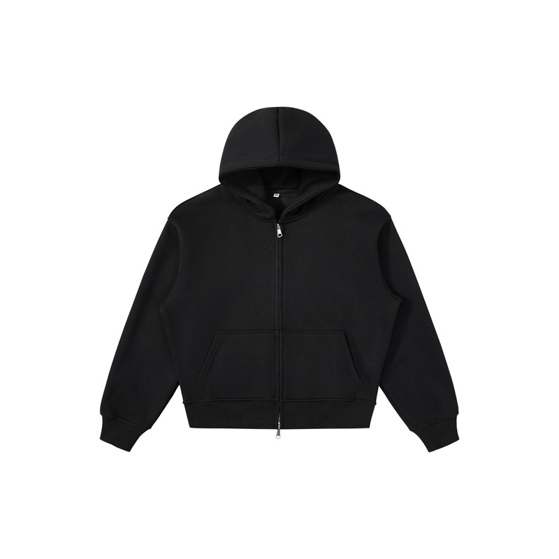 Loose Cropped Unisex Zip-Up Hoodie｜Minimalist Oversized Streetwear Sweatshirt