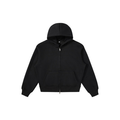 Loose Cropped Unisex Zip-Up Hoodie｜Minimalist Oversized Streetwear Sweatshirt