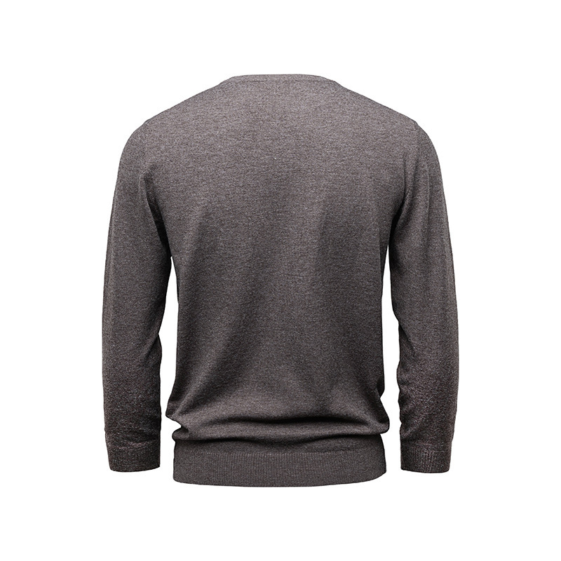Men’s Wool Crewneck Sweater – Fall Winter Solid Knit Pullover, Soft Minimalist Base Layer in Relaxed Fit