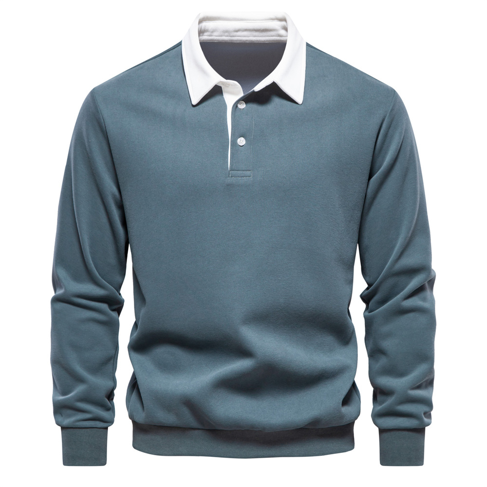 Polo Collar Sweatshirt Trendy Men's Casual