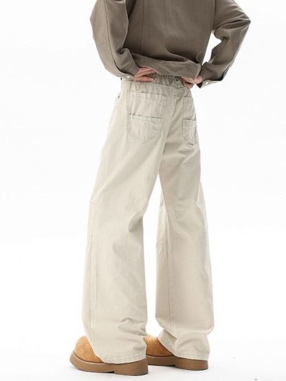 Men’s Curved-Leg Cargo Pants | Vintage Thick Workwear Straight Pants | American Street Style Fall & Winter Collection