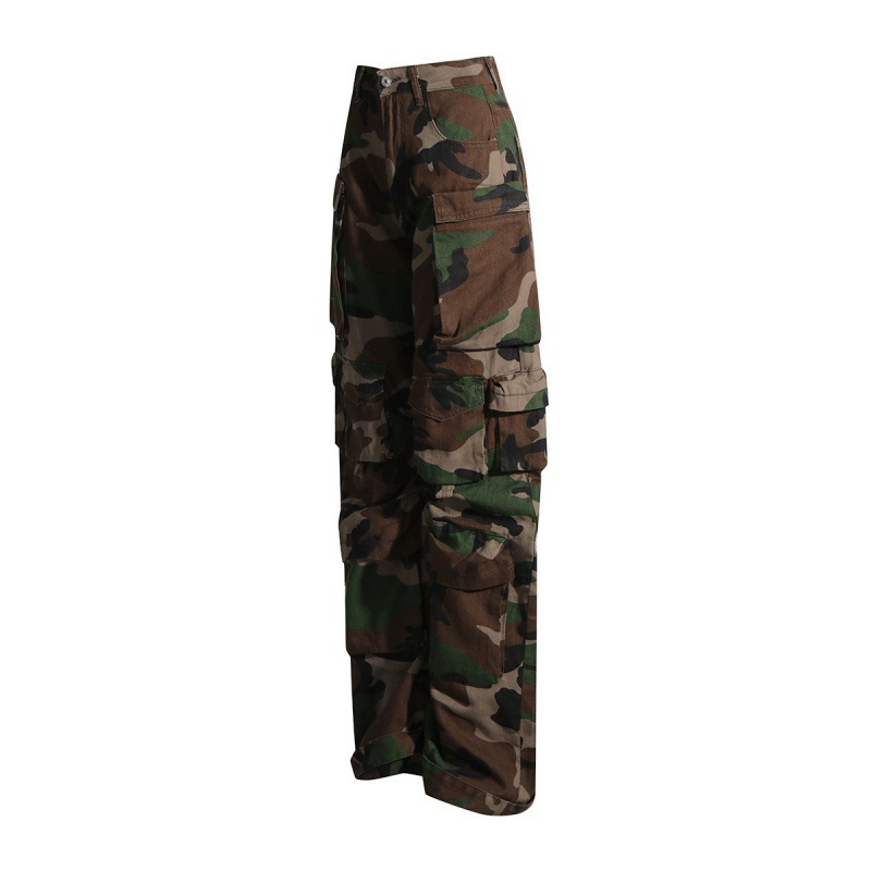 Men's Street Camo Cargo Jeans – Multi-Pocket Loose Fit Denim Pants, Trendy Utility Style for Daily and Urban Wear