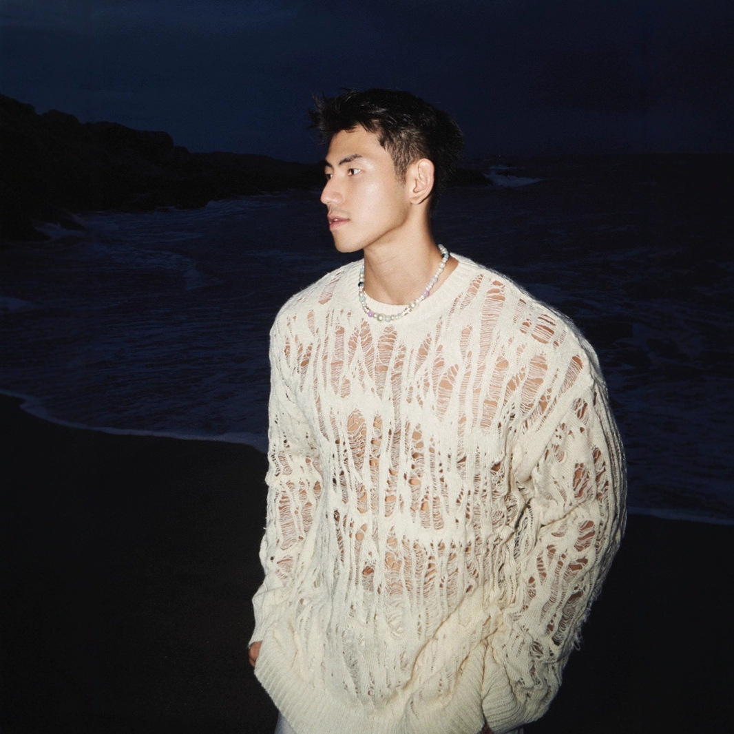 Men’s Hollow Out Knit Sweater – Loose Fit See-through Mesh Pullover with Fringe Details, Wabi-Sabi Aesthetic Street Style