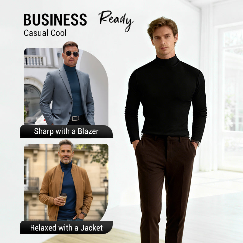 🔥 LAST DAY PROMOTION - 50%OFF 🔥Ultimate Comfort Thermal Men's High Neck T-Shirt, Stretch, Breathable, All-Season Layering Shirt for Business Casual, Slim Fit for Gym & Daily Wear