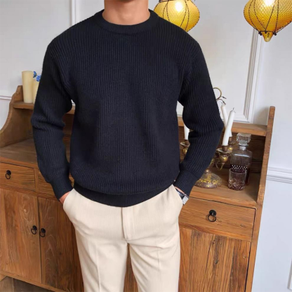 Men's Fall Winter Chunky Knit Sweater, Heavyweight Relaxed Fit Crewneck Knit Pullover