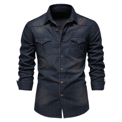 Denim Men's Casual Long-Sleeved Shirt