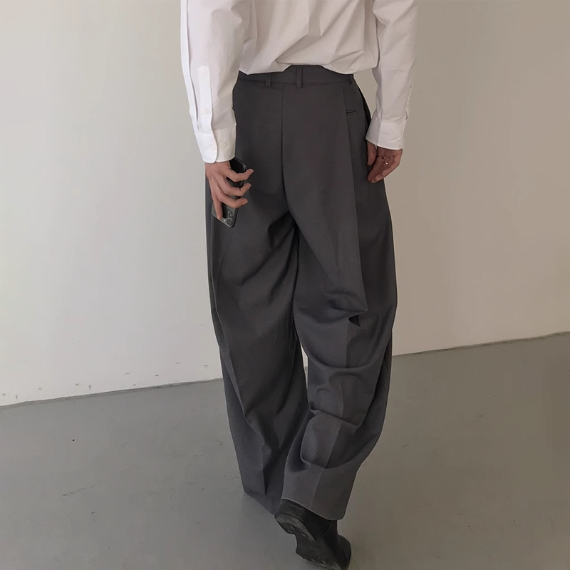 Men's Baggy Wide Leg Trousers, Deconstructed Design with Draping Fit, Business Casual Loose Fit Dress Pants