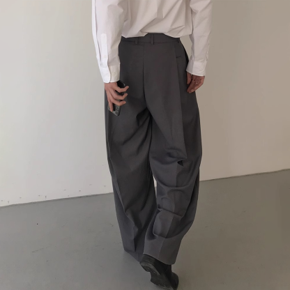 Men's Baggy Wide Leg Trousers, Deconstructed Design with Draping Fit, Business Casual Loose Fit Dress Pants