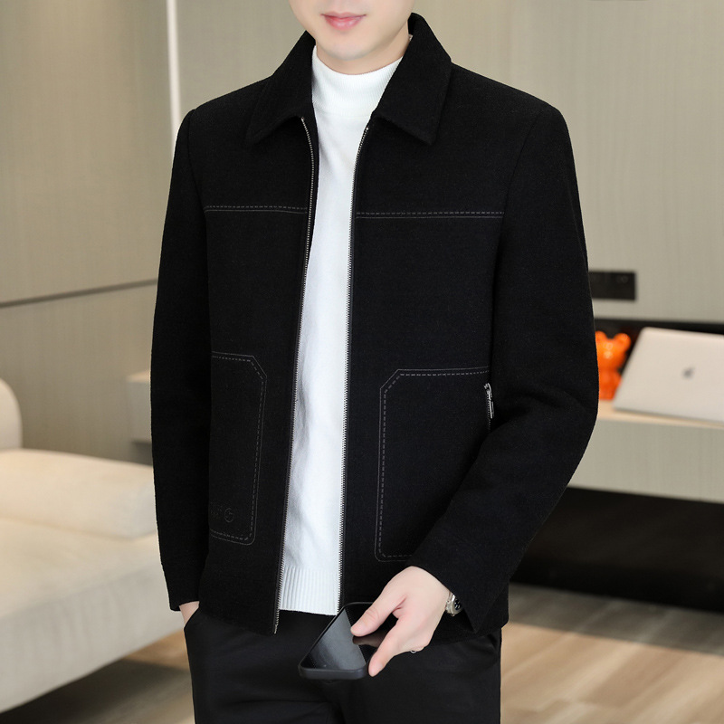 Men's Winter Workwear Jacket, Trucker Jacket Windproof Softshell with Anti-Pilling Finish, Business Casual Padded Lined Coat