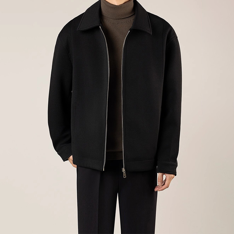 Men's Short Casual Jacket, Business Casual Zip Up Fall Jacket with Lapel Collar