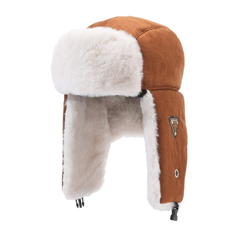 Men's Winter Deer Velvet Trapper Hat, Windproof Cold Weather Ear Flap Fur-Lined Cap, Outdoor Winter Cap