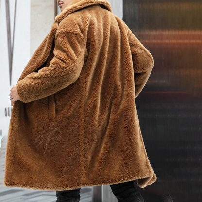 Men's Heavyweight Faux Shearling Overcoat, Faux Lamb Wool Winter Coat, Extreme Cold Weather Long Coat