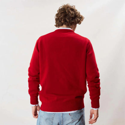 Men's Christmas Day V-Neck Knit Sweater, Versatile Business Casual Pullover, Christmas Gift for Him