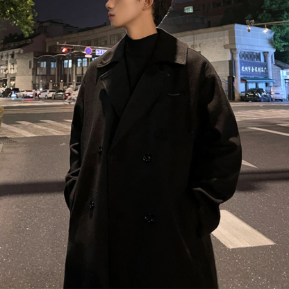 Men's Heavyweight Winter Trench Overcoat, Winter Dress Overcoat, Elegant Winter Long Coat