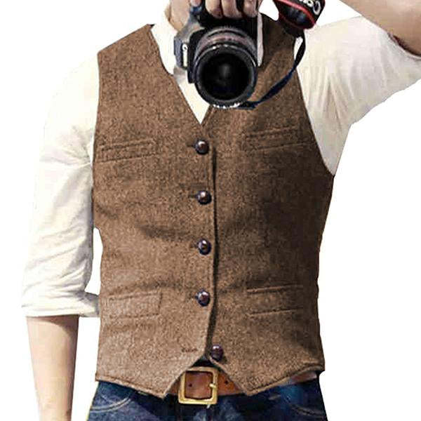 Men’s Herringbone V-Neck Suit Vest