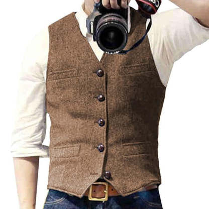 Men’s Herringbone V-Neck Suit Vest