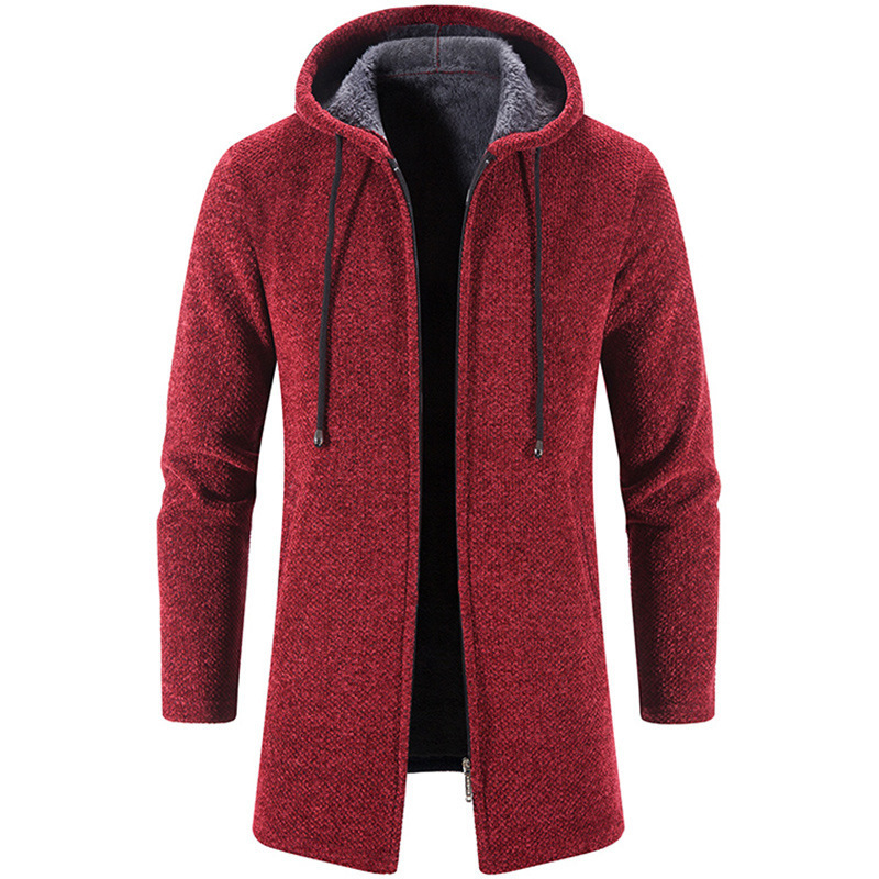 Men's Mid-length Hooded Wool Jacket