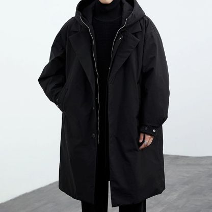 Men's Mid-Length Thickened Parka Coat, Windproof And Warm Coat, Double Collar Design, Multifunctional Coat