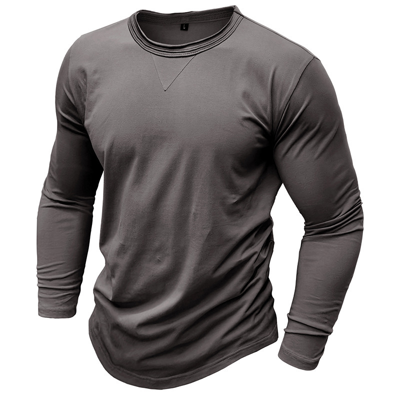 New Men's Long Sleeve Crew Neck T-Shirt Essential Items Practical And Durable
