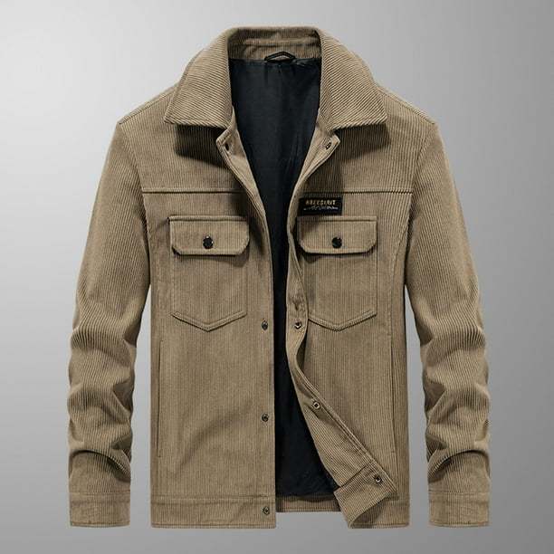 Men Casual Solid Turn-down Collar Zipper Padded Thermal Jacket Coat Men's Casual Canvas Cotton Military Lapel Jacket jackets for men