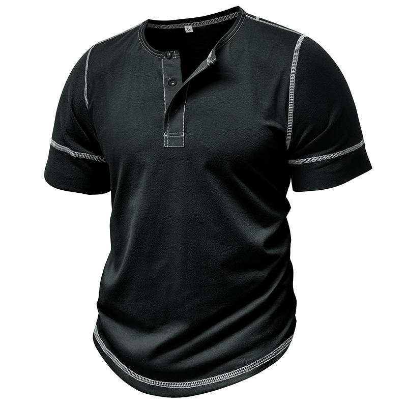 Muscle Henley Breathable Unisex Henley Unique Colorblock Design Everyday Essentia