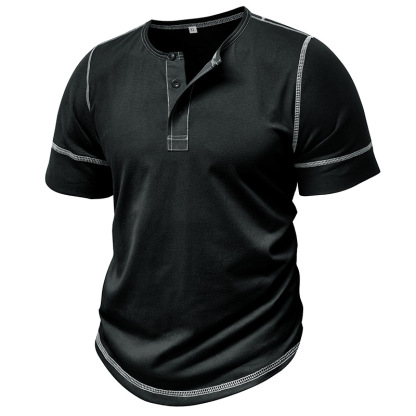 Muscle Henley Breathable Unisex Henley Unique Colorblock Design Everyday Essentia